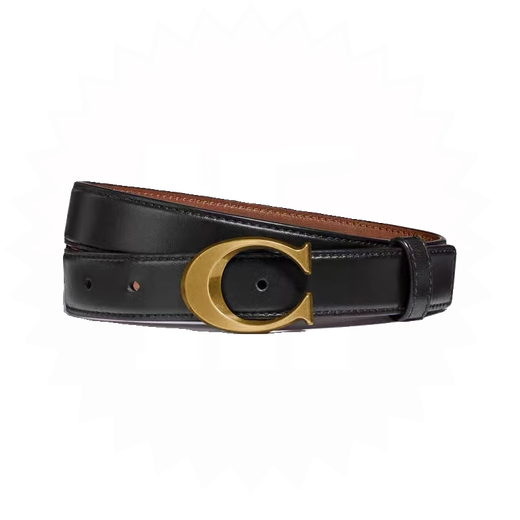 COACH Women's Belt Women's Casual Versatile Belt Genuine Leather Carriage Buckle C Buckle Gift Box Small C Buckle Black Width 2.5cm 95cm