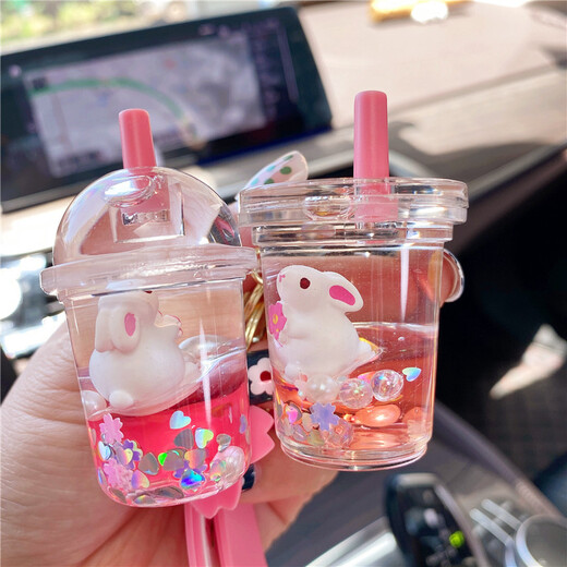 Star binguo Internet célébrité dessin animé fille coeur coeur cerise fleur lapin dans l'huile lait tasse de thé à thé