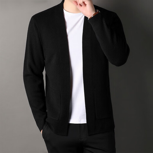 News bird sweater men's knitted cardigan in spring and autumn new style middle-aged and young people solid color fashionable versatile pure sweater jacket for men dark gray hpl-a32321 XL 175