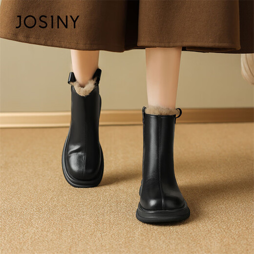 Zoshini chelsea boots Женские 2024 зимний зимний флис теплые ватные туфли толстые подошва антикалипа