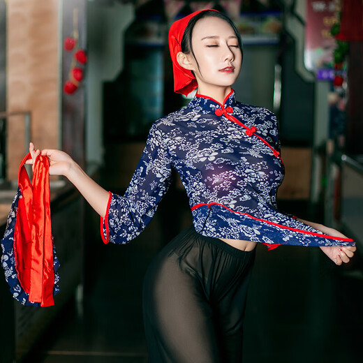 Sexy und interessante Dessous-Frauen transparente kurze Rock-Rollenspiele Nachtclub Uniform Versuchung, offener Schritt ohne Brüste, Maschenpyjamas in der Wildnis, 6169 Dorf Girl Blumen, alle Größen