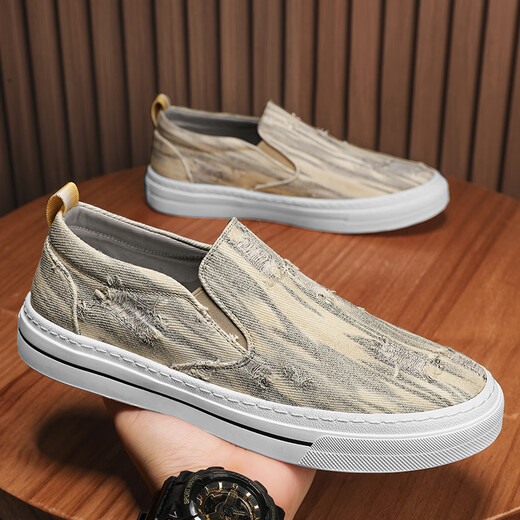 DKCCI toile Chaussures masculines pour les personnes paresseuses d'été pédales vieilles chaussures de tissu de beijing respirant des sports de travail sans glissement et chaussures plates décontractées migray 42