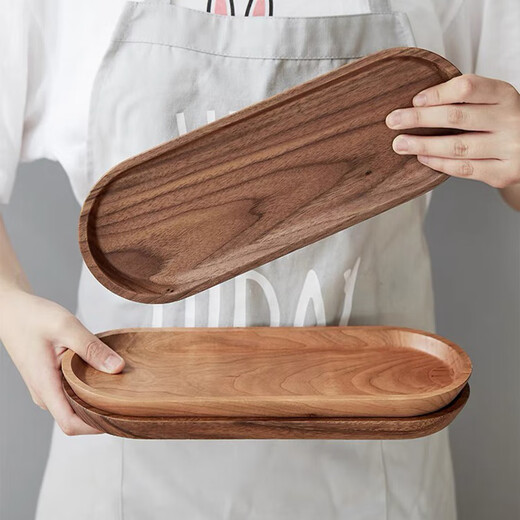Acacia wooden tray rectangular dinner plate hotel fruit tray oval solid wood presentation coffee tea tray saucer oval tray 29*10.5cm