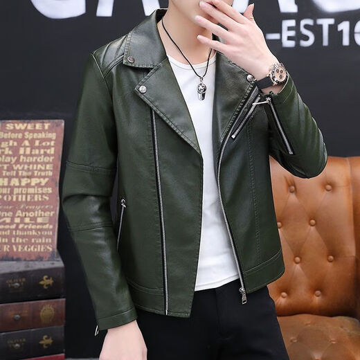 Chaqueta de cuero para hombres yimuqi 2024 Nuevo chaqueta para hombres de alta gama Spring y chaqueta de cuero de otoño al estilo coreano MotorcLe de solapa de moda 691 Black M