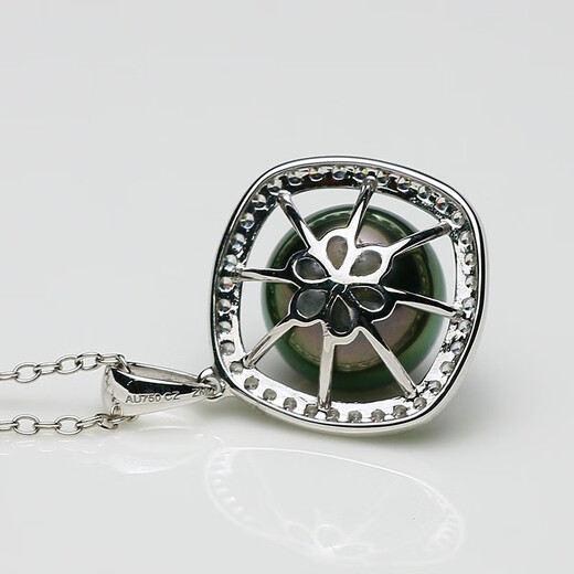 Mu Qinzhenyu 18K gold Tahitian black pearl pendant 9.9mm malachite green transparent purple seawater pearl necklace pair