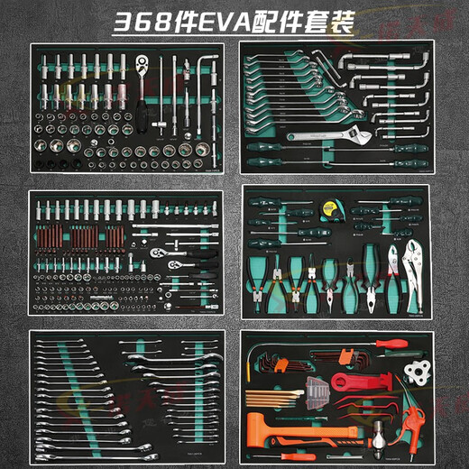 Wen Yijia customized auto repair tool cart 368-piece set combination tool box cabinet trolley industrial-grade drawer-type complete set best-selling 368-piece set tools + 7 layers red