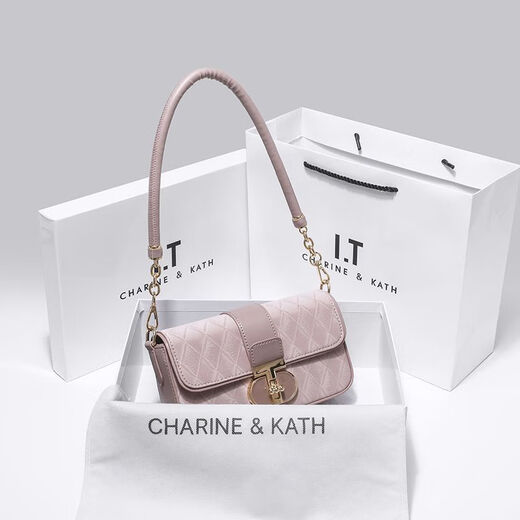 CHARINE&KATH women's peach pink French armpit bag women's niche versatile high-end summer chain crossbody shoulder bag off-white counter gift box