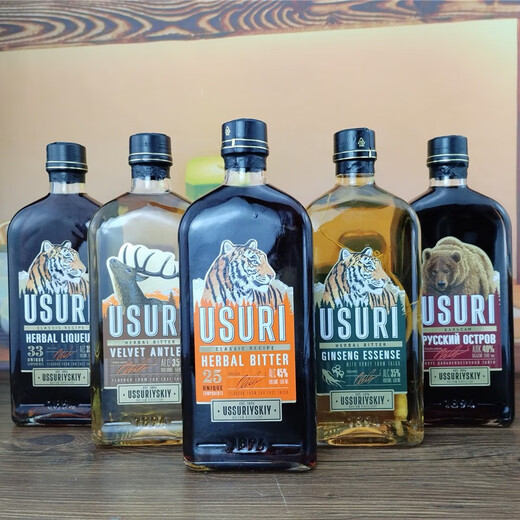 USURI俄罗斯进口虎头酒500ml小老虎巴里赞母强町酒配制酒男性酒伏特加 蜜鹿香酊 500mL 1瓶