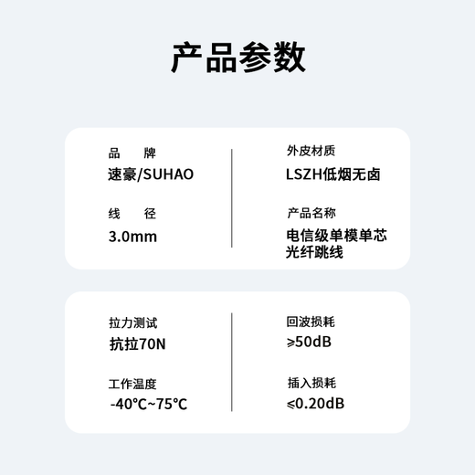 速豪（SUHAO）电信级光纤跳线SC-SC单模单芯低烟无卤光纤线单模光纤跳线3.0 收发器尾纤连接线 3米 SH-3SCSC03