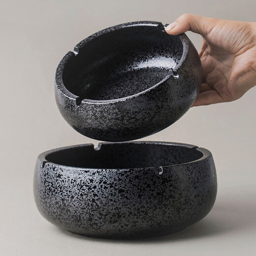 INSCRIPTION Creative personality retro living room office round large-capacity ashtray high-quality practical ceramic large size storage ashtray Zuoqing small size 15.5cm