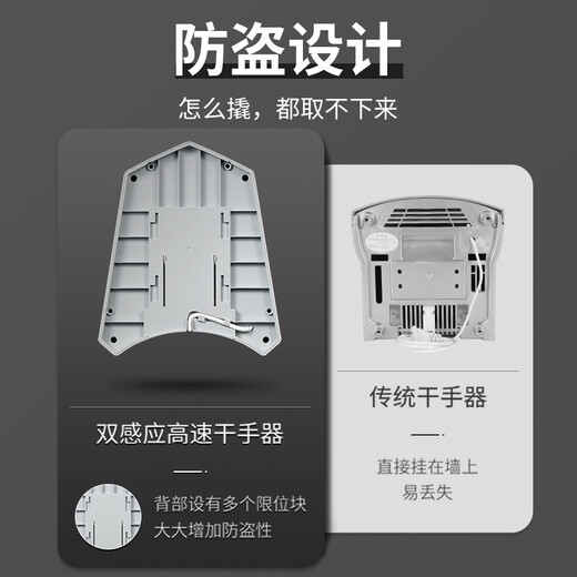 英特汉莎高速干手器自动感应烘手机商用烘手器卫生间干手机洗手间烘干机 A3890极地白