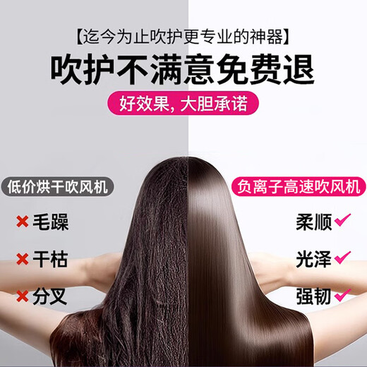 High-speed hair dryer for household mute negative ion high-power hair care without damaging hair quick-drying dryer dormitory gift rose red intelligent constant temperature hair care丨single nozzle丨National 3C certification丨2025 new top version first release