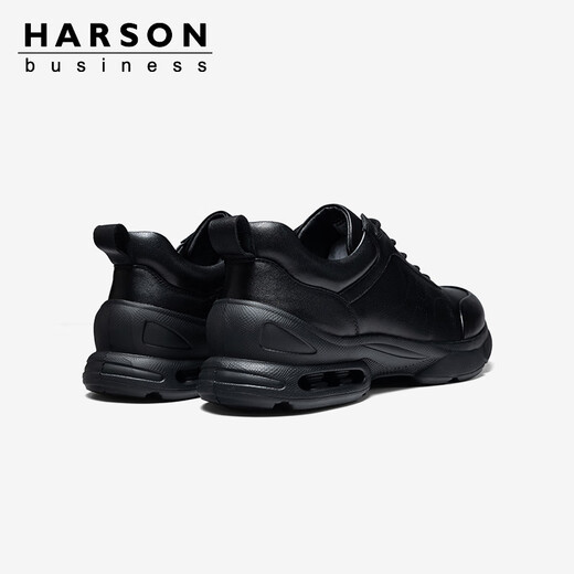 Hazen first layer cowhide men's shoes genuine leather business casual leather shoes men's commuter sports leather shoes high-end light luxury casual shoes autumn black 44