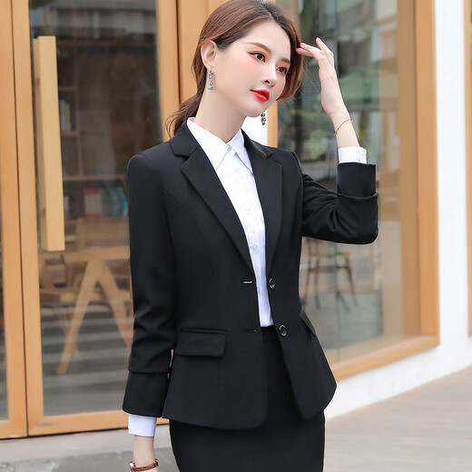 Ximanjiao Business Wear Women's Suit Small Blazer Women's Interview Formal Autumn and Winter Suit Women's Temperament Business Workwear Single Piece - Covered Suit XL Size (Weight 110-120)