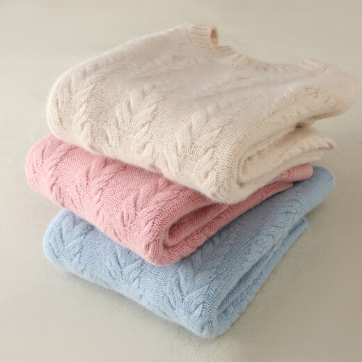 An die riceless [100% Wolle] drei Strang verdickte Kinder-Strickjungen-Pullover-Pullover-Pullover für Mädchen Stricker Samtpullover für Kinder mittleren Alters, ursprünglich blau 140 cm