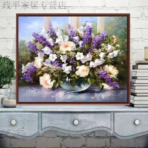 数字油画定制创意 diy数字油画手工填色成人减压手绘涂色植物花卉装饰油画 风华正茂 684粉月季花 40*50钉好内框配外框+画架