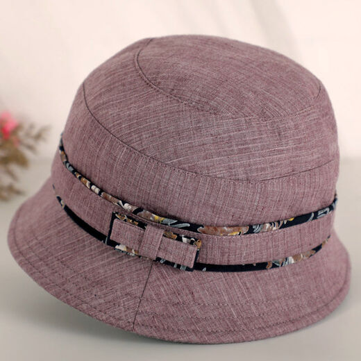 UKCF old lady hat summer thin middle-aged women's hat spring and autumn cloth hat mom basin hat elderly fisherman hat casual old man hat grandma sun hat leather red 55-58cm adjustable