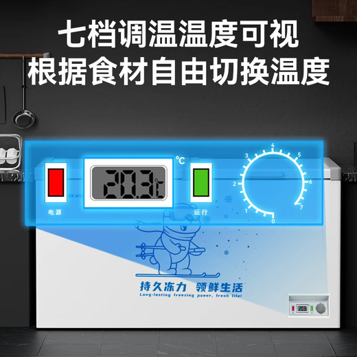 
Weishimei freezer commercial large-capacity freezer chicken duck fish quick freezer supermarket hot pot restaurant fruit lettuce fresh cabinet low temperature horizontal refrigerator freezer commercial refrigerator 698 dual temperature intelligent control first-level thickened 5D copper pipe