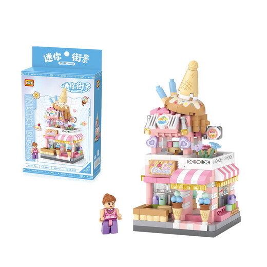 Lizhi (Loz) small particle street view building block toy assembly model 12-15 years old boys and girls birthday gift 8813 ice cream