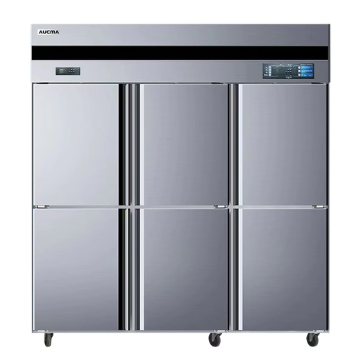 澳柯玛【风冷无霜】商用四门冰柜立式大容量双温速冻冷藏柜酒店饭店厨房不锈钢高身雪柜保鲜柜 1390升 六门冷冻【风冷无霜】