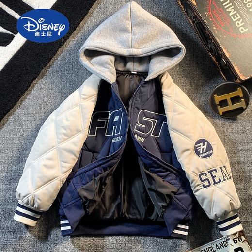 Disney (Disney) Boys' Jackets Spring and Autumn Baseball Uniforms Cotton Quilted Cotton Clothes Autumn and Winter Cotton Clothes Children's Spring Clothing 2025 New Style Blue (Padding) 140cm