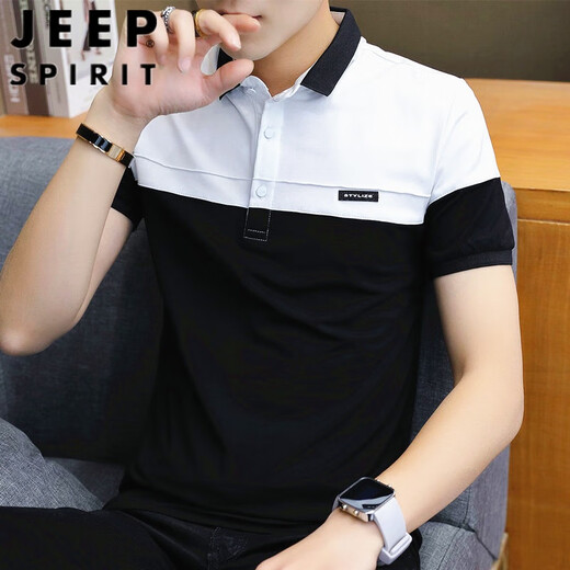 Jeep (Jeep) Ice Silk T-shirt à manches courtes Collier de style coréen de coréen masculin Polo Paul Paul Shirt Clothes Men's Men's Halfouled 1310 Tianlan + 1301 Pink M 90-105Jin [Jin est égal à 0,5 kg]