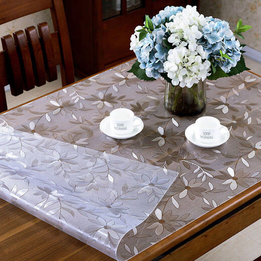Feather Pocket Transparent PVC Tablecloth Soft Glass Waterproof, Oilproof and Anti-scalding Table Mat Rectangular Coffee Table Dining Table Mat Crystal Plate Tablecloth Upgraded Environmentally Friendly Pure Ultra-High Transparent 1.5 Style Width 80cm*150cm