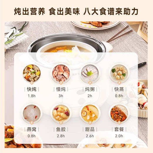Tianji (TONZE) electric stew pot, electric stew cup, water-proof stew pot, soup pot, porridge pot, bird's nest stew pot, health care, steaming and stewing for 2-4 people, white porcelain gallbladder DGGD24A163BZDQ