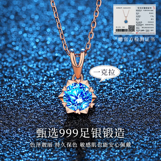 ZXZOV One Carat Topaz Pure Silver Necklace Women's Niche Snowflake Pendant as a Chinese Valentine's Day Gift for Girlfriend One Carat Topaz + Platinum + Gift Box