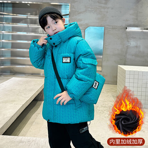 迪士尼男童棉衣外套冬装新款儿童装冬季加厚羽绒棉服中大童炸街保暖棉袄 826款字母背包棉衣-绿色 120