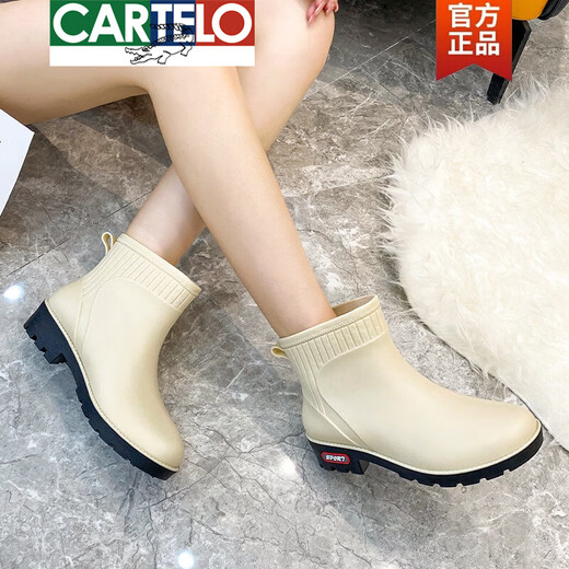 卡帝乐鳄鱼（CARTELO）高档雨鞋韩版水鞋外穿防滑雨靴厨房胶鞋时尚防水女士加绒女款保暖 紫色-XD699-单鞋款 标准码 提示单鞋款为运动鞋码