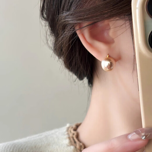 Idel Japanese and Korean champagne gold earrings for women, light luxury niche design, high-end earrings, versatile earrings, birthday gift E3759 French earrings