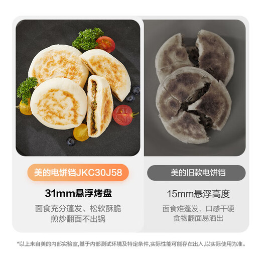 Midea electric pancake grill, electric pancake stall, household double-sided heating pancake pan, enlarged and deepened sandwich machine, breakfast machine, large size barbecue antibacterial electric frying pan 30J58