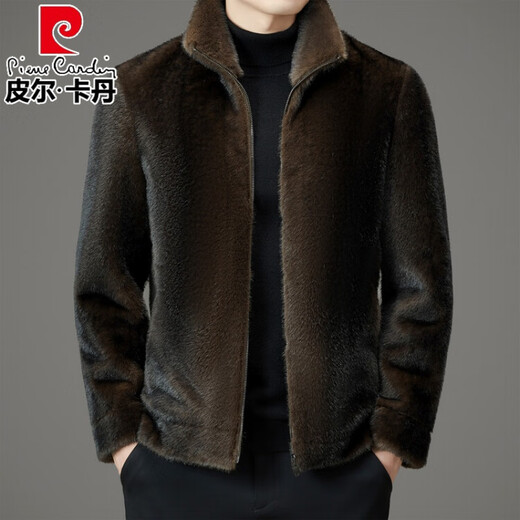 Piercardan high-end ferret fur jacket men's jacket winter new style fur integrated Haining double-sided warm coat men's black 48
