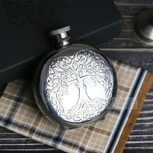 Edwin Blyde British imported tin hip flask, portable flat hip flask, outdoor camping men's European style British style, capacity about 90ml