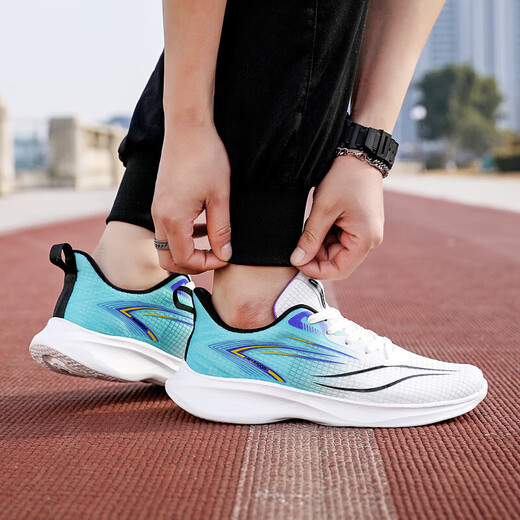 Zapatos deportivos guerreros para estudiantes para hombres zapatos de carrera al aire libre zapatos casuales ligeros zapatos para hombres wxy (za) -3291 blanco, azul y amarillo 42