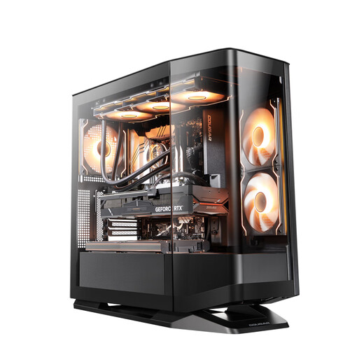 Gujia Starship FV270 Black Gaming Computer Desktop Host Case Supports 360 Water Cooling Rotating Table/ATX Motherboard/Quick Release on Four Sides/270 Ocean View Room