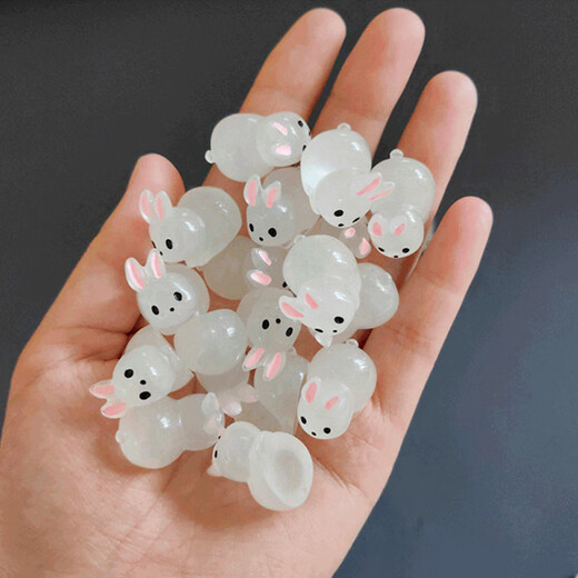 Dalinger leuchtende Ornamente Mini Kristallweiß weiße Kaninchen Kinder leuchtend niedliche Tierspielzeug fluoreszierende Puppe kleine Objekte leuchtend [Kohlekugel Kaninchen] große Größe 10 (gemischte Farbe)