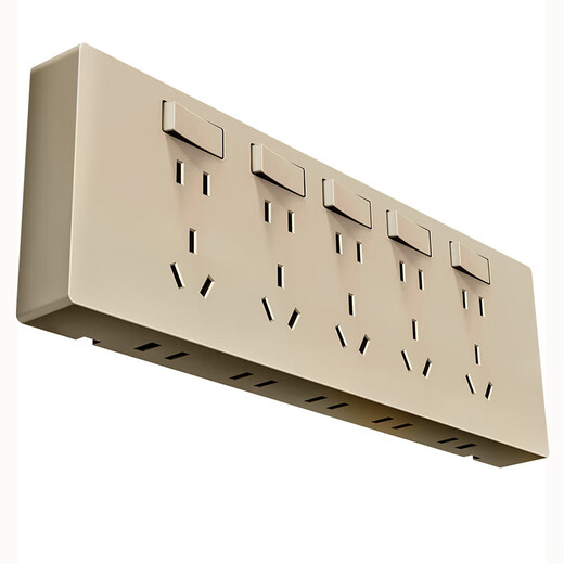 International Electrician Type 86 Concealed Expansion Socket with Switch Hotel Dormitory Wireless Multi-hole Conversion Wall Plug Home 250V Multi-Function Expansion Panel Champagne Gold-Five Open 35 Holes Expand to the Right