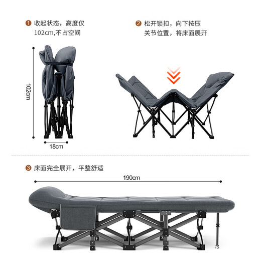Mobili importierte Qualität Eskorte Einfache tragbare Lagerbett Klappeinklapper -Mittagspause Büro Büro Haus Nickerchen Wildleder Square Tube 190*70 cm Matratze integrierte Kurve