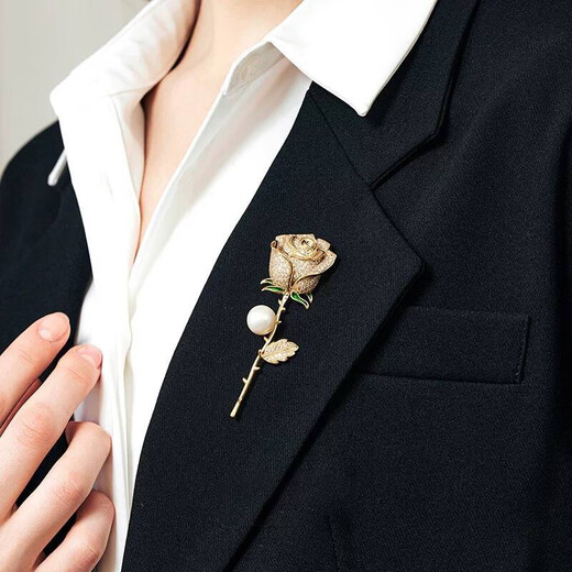 BJYL Luxury Rose Brooch, High-end Feminine Corsage, Creative Large Pin, Suit Coat Accessories, Practical Gift, Rose-pin (gold style)