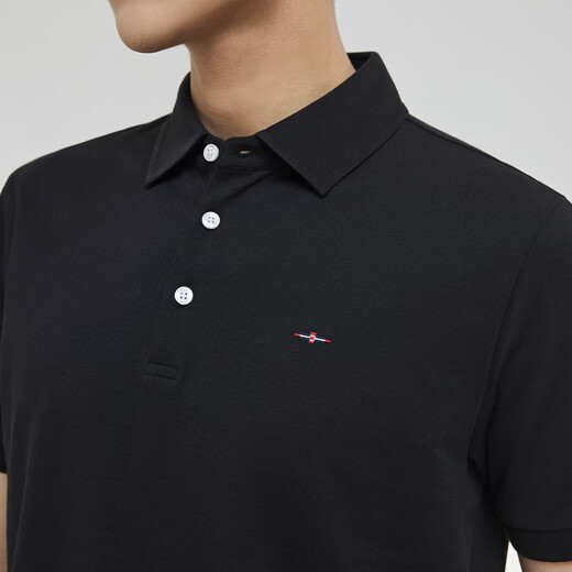 YOUNGOR short-sleeved polo shirt men's lapel shape-protective collar design cotton polyester fabric feels comfortable new polo shirt VSPC533113ACA black XL
