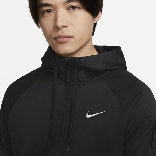 Nike (NIKE) men's winter hooded jacket with velvet to keep warm, casual sports DQ4831-010 black L
