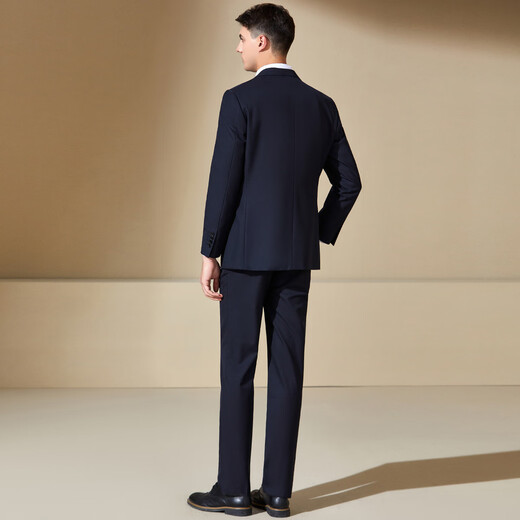 Antonio Wool Suit Men's Business Formal Suit Crisp Three-dimensional Wedding Groom's Suit Banquet Dress Two-piece Set Dark Blue 44 B (165/88B)