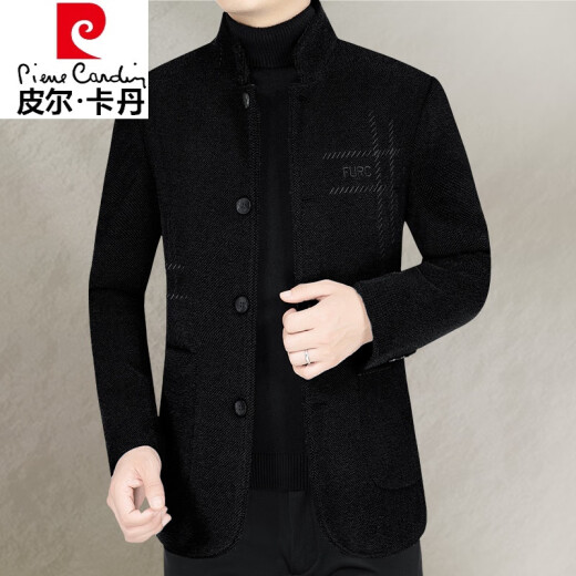 皮尔卡丹（pierre cardin）高档男士羊毛呢外套立领夹克男秋冬羊绒中老年呢子短款中山爸爸装 D2241灰色 M 170