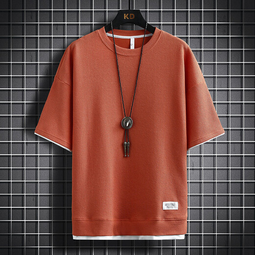 Yao Qu Waffle T-shirt à manches courtes à manche à manches de glace d'été pour la glace de glace de glace en temps libre T-shirt à cinq points à cinq points Top 3880 HEAR POCE GREEN 4XL