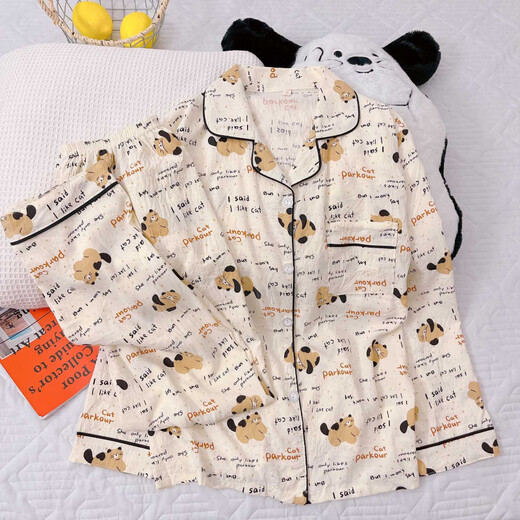 
Lexi Beiluo New Year Cloud Cotton Pajamas Long Sleeve Home Clothing 826#Love Bow 170 M