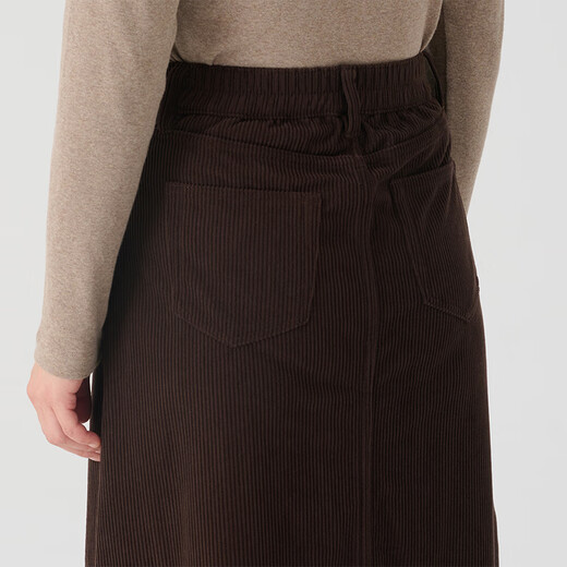 MUJI Women's Corduroy A-Line Skirt Long Skirt Women's Autumn and Winter Skirt Maillard BE09CC3A Dark Brown S (155/62A)