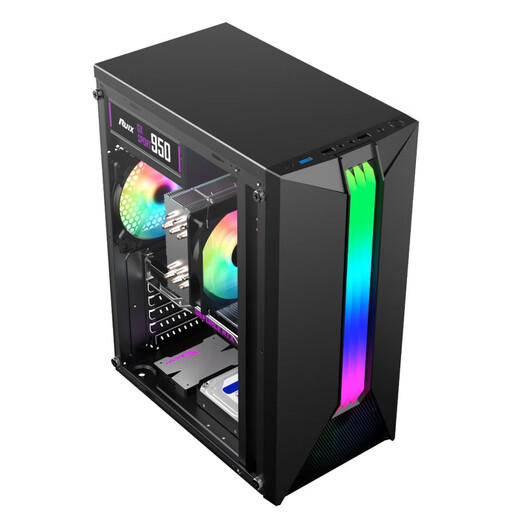 EVESKY Rocket Computer Case Escritorio DIY Lado Completo Transparente RGB Gaming Refrigerado por Agua ATX Tablero Grande Chasis Línea Trasera Interfaz USB3.0 Rocket-Negro Viene con Barra de Luz RGB
