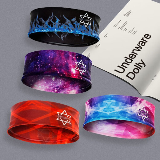 Feiyali Sports Headband Men's Sweat-Absorbent Children's Antiperspirant Headband Forehead Protector Headband Running Basketball Headband Women's Hip-Hop Long Hair Winter Full Circle Headband Blue Flame One Size